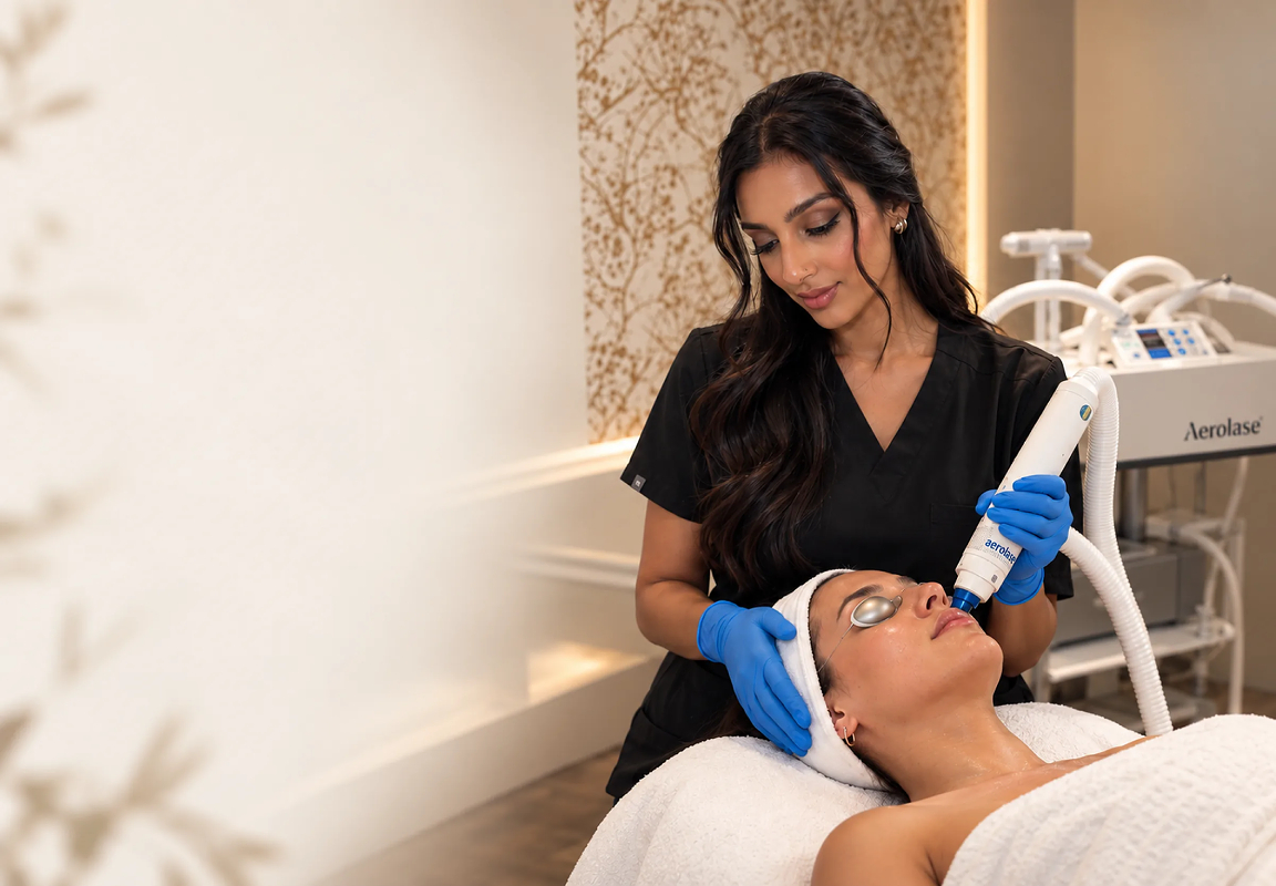 Aerolase laser treatment being performed on a client at Vimi